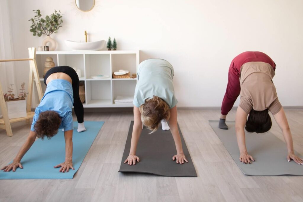 Senior women doing exercises for recovery